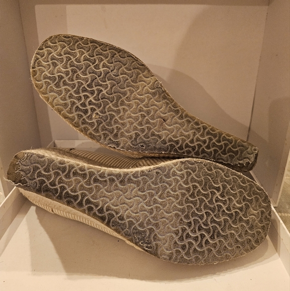 BOBS By Skechers Heel Pumps Shoes Womens 10 Wedge Tan,White Striped Fabric - Picture 5 of 5